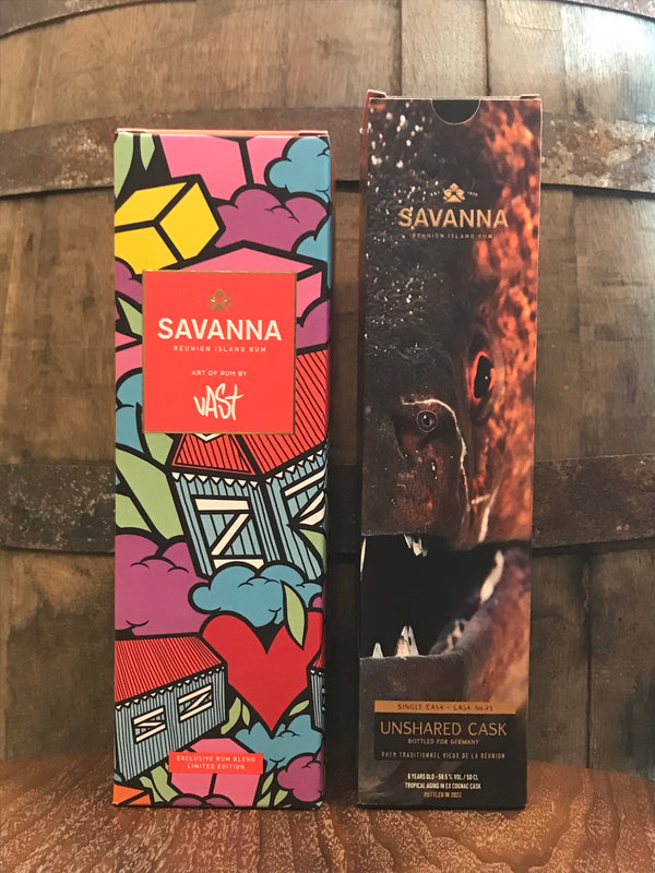 Savanna Unshared Cask bottled for Germany 6 Years 59,5% 0,5L + Savanna Art of Rum by Vast 52% 0,7L im Set